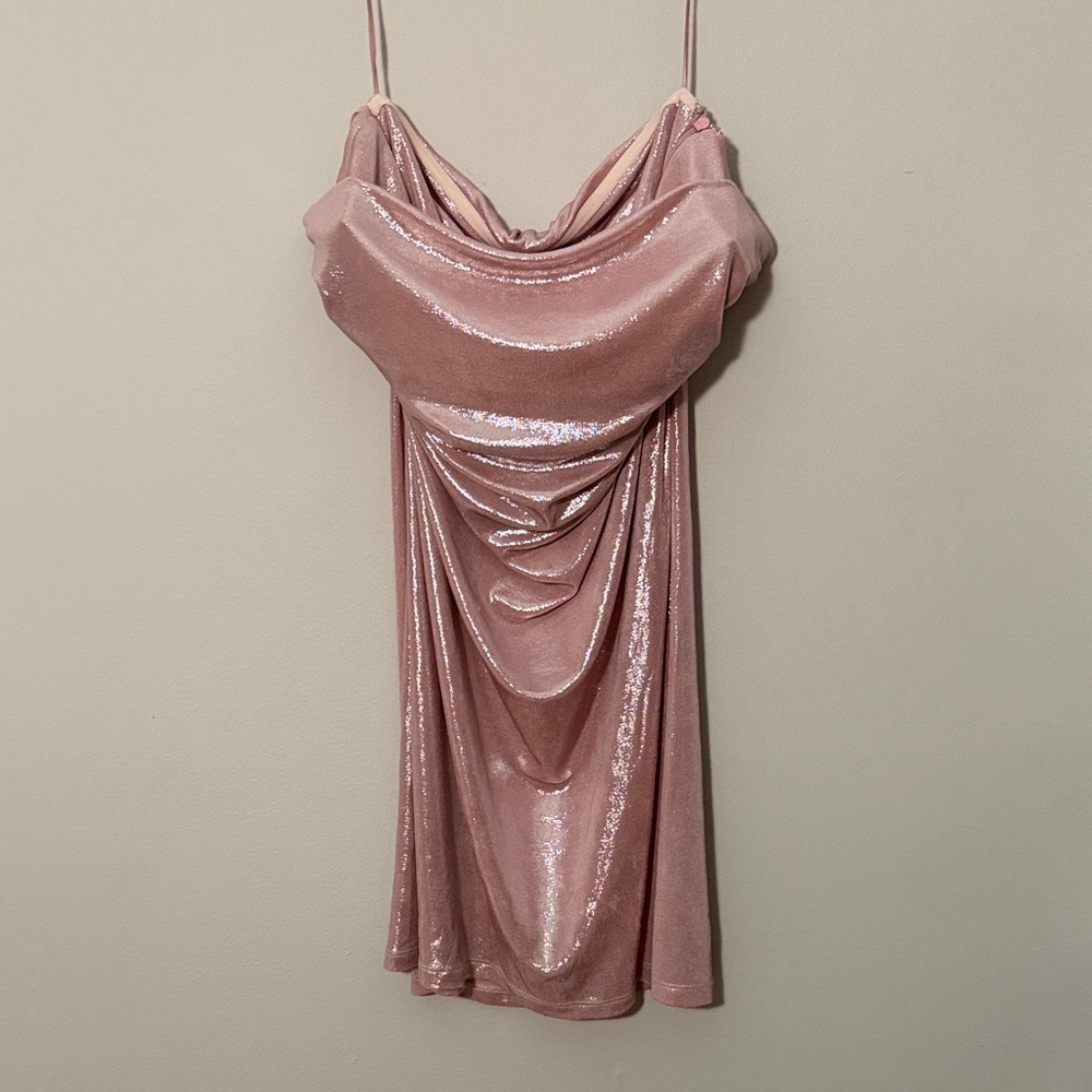 Shimmering Pink Draped Dress